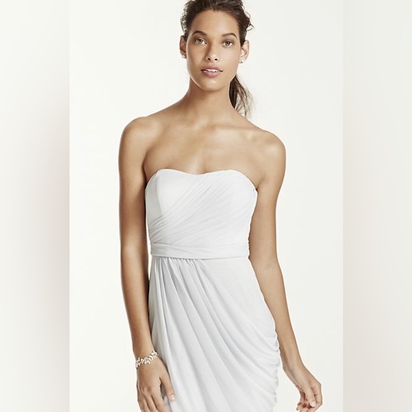 Nwt:
DAVID'S BRIDAL
long strapless mesh dress with side draping💎 - Picture 2 of 14